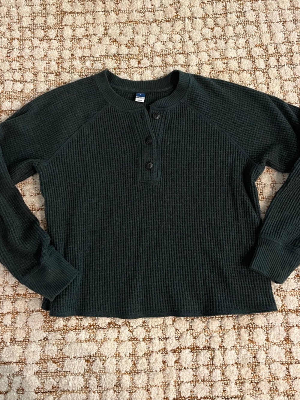Old Navy Waffle Knit Slightly Cropped Long Sleeve Womens Small